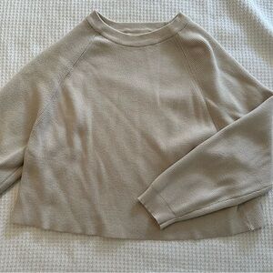 Pull & Bear Women's Cream Crewneck Knit Sweater